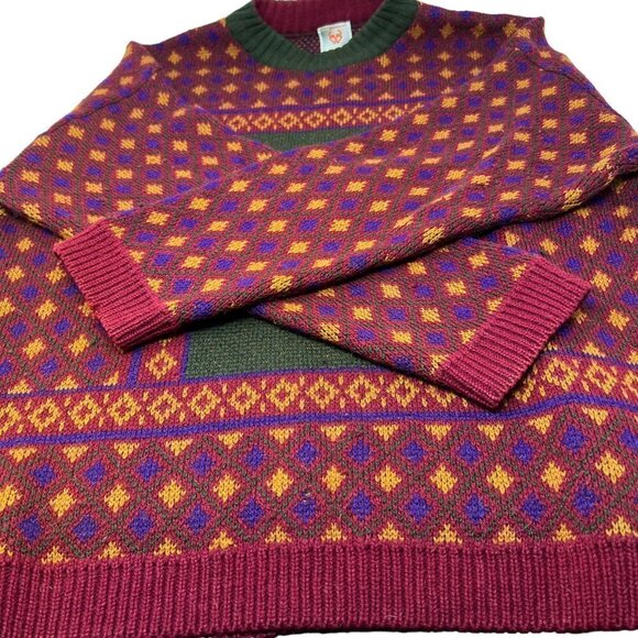 VTG Stefanel Camping Crew Neck Sweater Wool Size XL Outdoors Gopcore Fishing - Picture 11 of 14